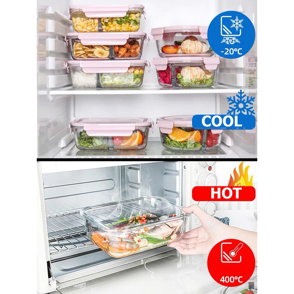 💝FREESHIP💝 Hộp cơm văn phòng thủy tinh giữ nhiệt chia ngăn 1000ml 680ml 410ml bao hanh 12 thang - Q031 | BigBuy360 - bigbuy360.vn