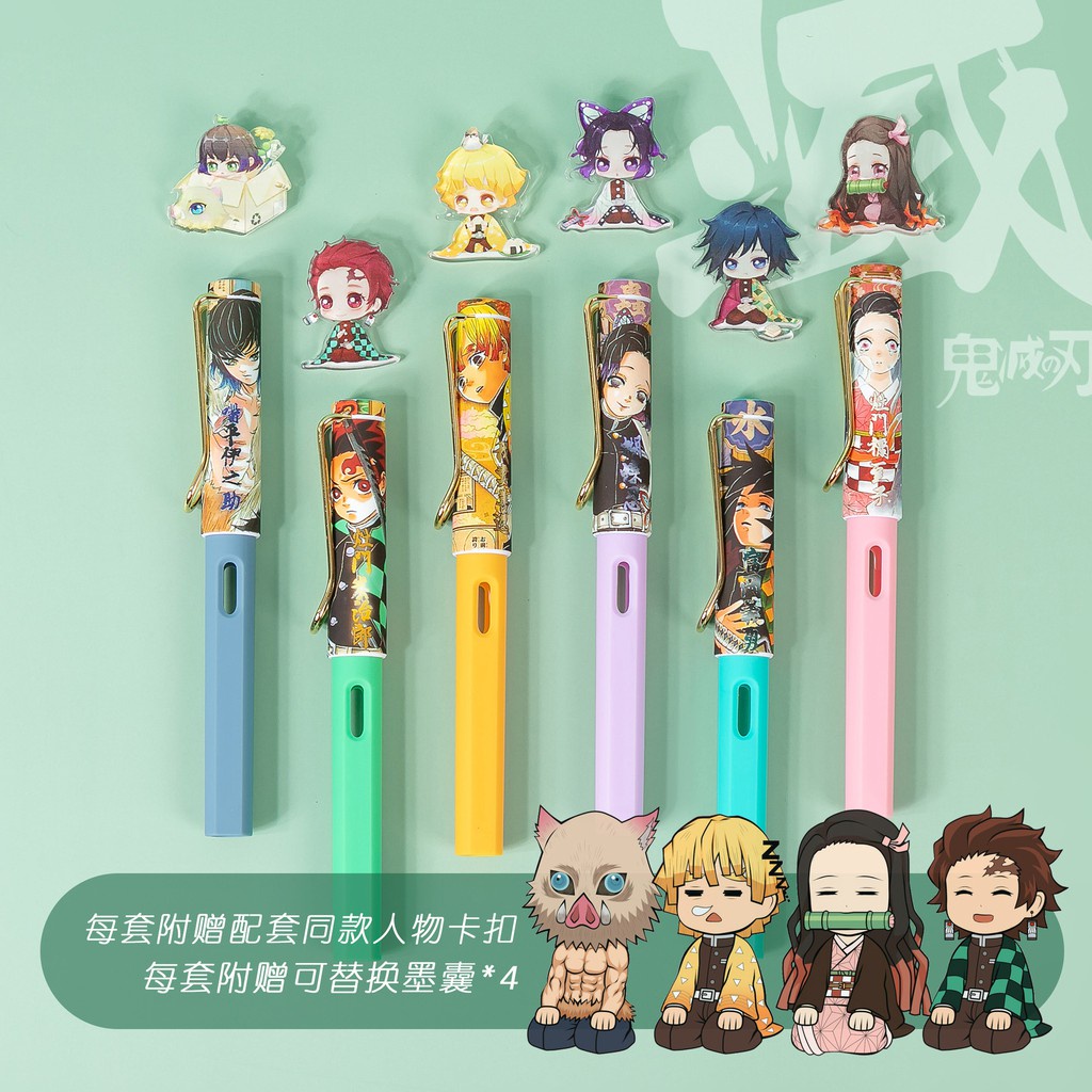 Bộ Bút Máy Kimetsu no Yaiba Có Hộp Mực Điều Chỉnh Tư Thế Ngòi EF Dễ Thương Cho Học Sinh Kamado Tanjirou Nezuko Agatsuma Zenitsu