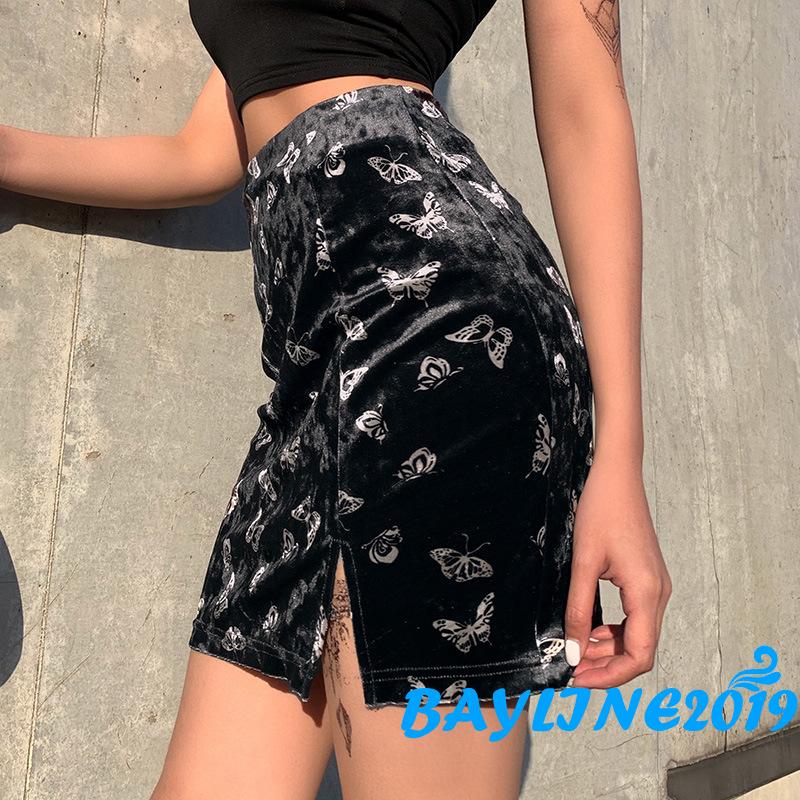 Chân Váy Xẻ Tà In Hình Bướm Thời Trang Dành Cho Nữ