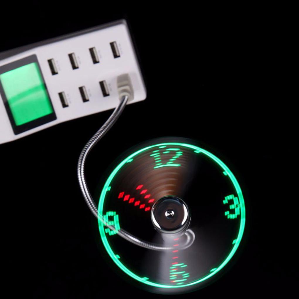 Quạt USB Linh Hoạt Có Đèn LED Hiển Thị Thời Gian Làm Mát Cho PC Laptop Notebook
