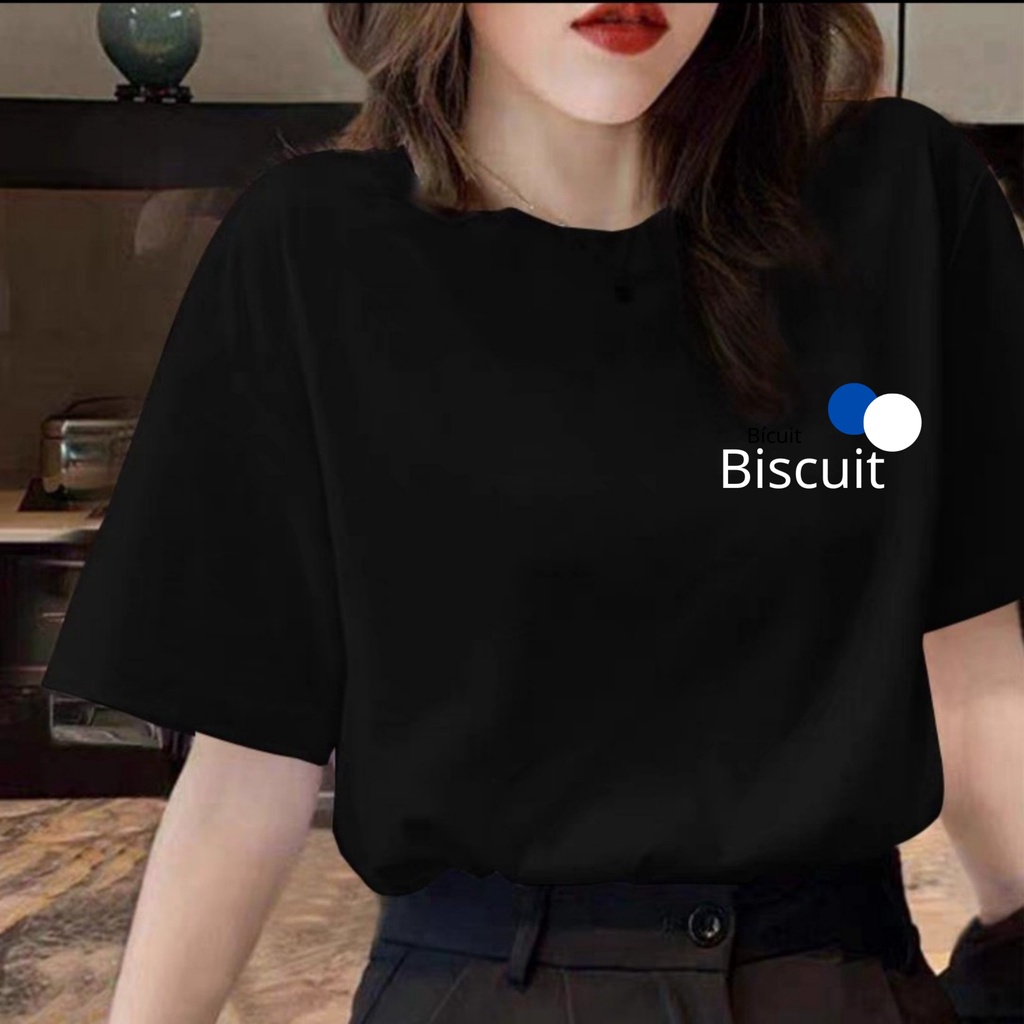 Áo thun nữ tay ngắn cổ tròn in chữ Biscuit chất vải thun cotton thoáng mát co dãn freesize dưới 55kg | BigBuy360 - bigbuy360.vn
