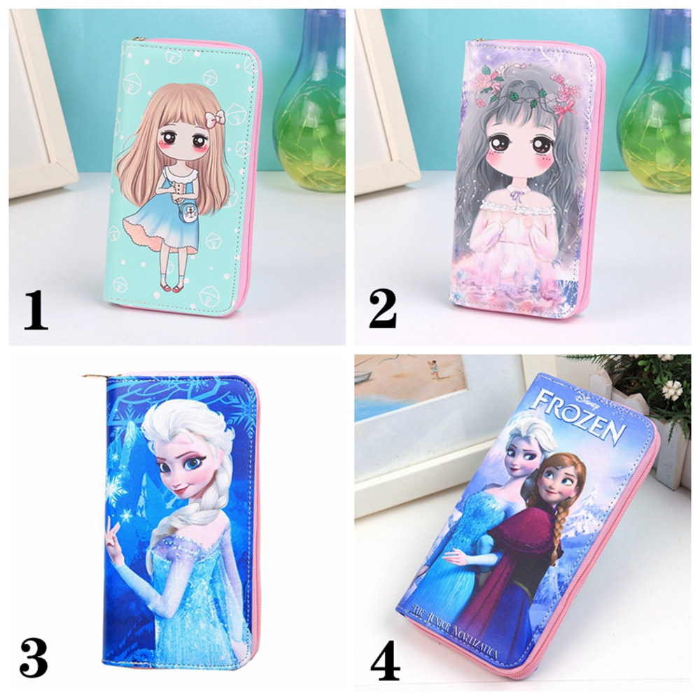 Ví Dài Cầm Tay Có Khóa Kéo In Hoạt Hình Frozen Dễ Thương Cho Bé Gái