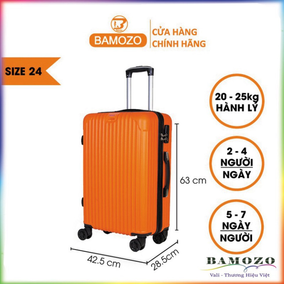 Vali Giá Rẻ Size 24 Inch Valy Kéo Nhựa Du Lịch Bền Đẹp Cao Cấp Chống Nước Chống Trộm Bảo Hành 5 Năm Bamozo 8801