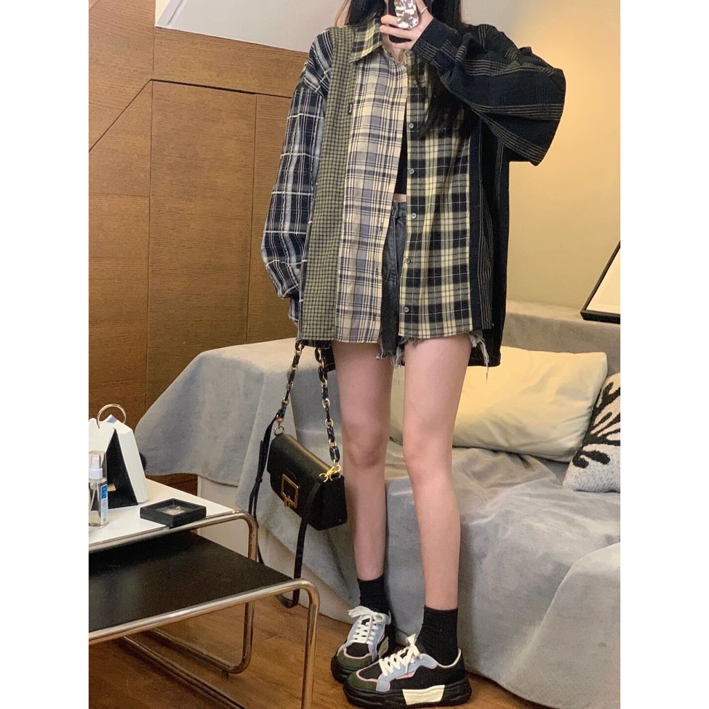 Áo sơ mi ZHELIHANGFEI tay dài dáng rộng chống nắng phong cách Mỹ cổ điển thời trang