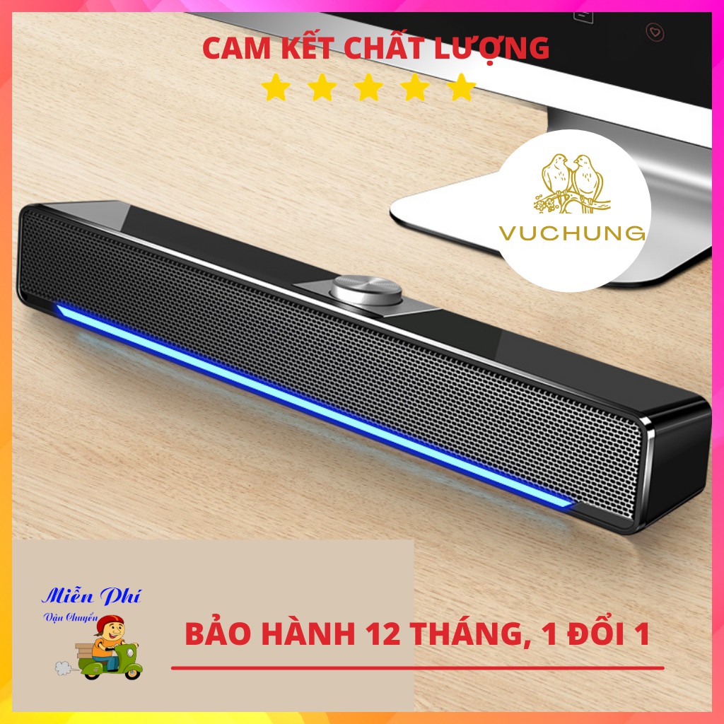 Loa blutooth, Loa máy tính SADA V-196 công suất lớn siêu trầm, Có Dải Đèn Led Cao Cấp, Âm Thanh Nổi 4D Bass To