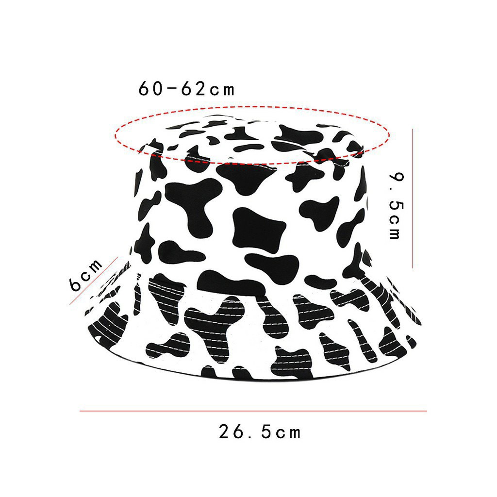 Mũ bucket nam nữ họa tiết trắng đen - Nón Ulzzang vành tròn con bò sữa hottrend 2021