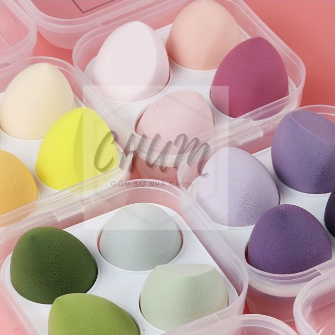 Dụng cụ làm sạch, bộ 4 mút hồ lô tán phấn phủ, kem nền TD6