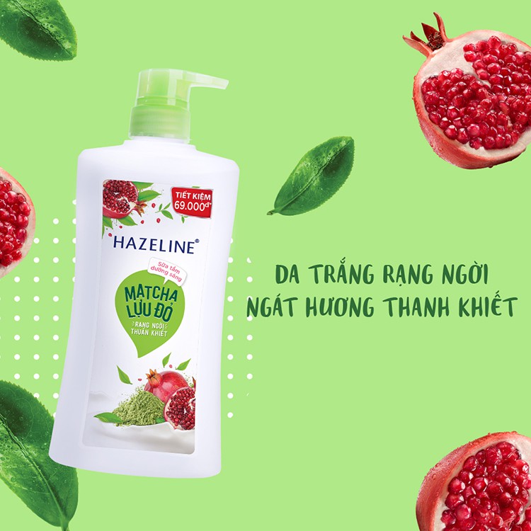 Sữa Tắm Hazeline Matcha &amp; Lựu Đỏ 670ml