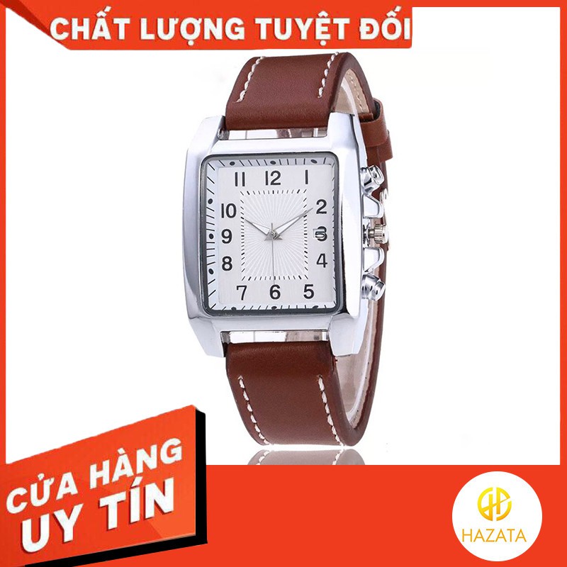 ĐỒNG HỒ NAM  MẶT VUÔNG DÂY DA TRƠN UNISEX