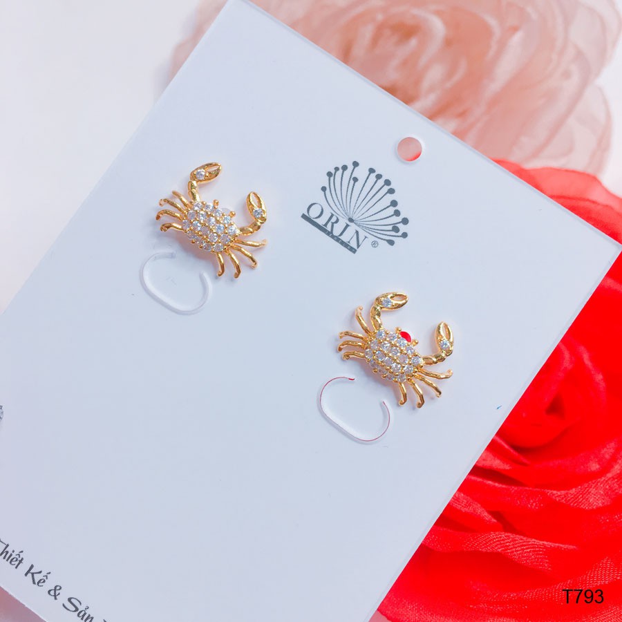Bông tai nữ,khuyên tai hình con cua đính đá thiết kế cao cấp Orin T793