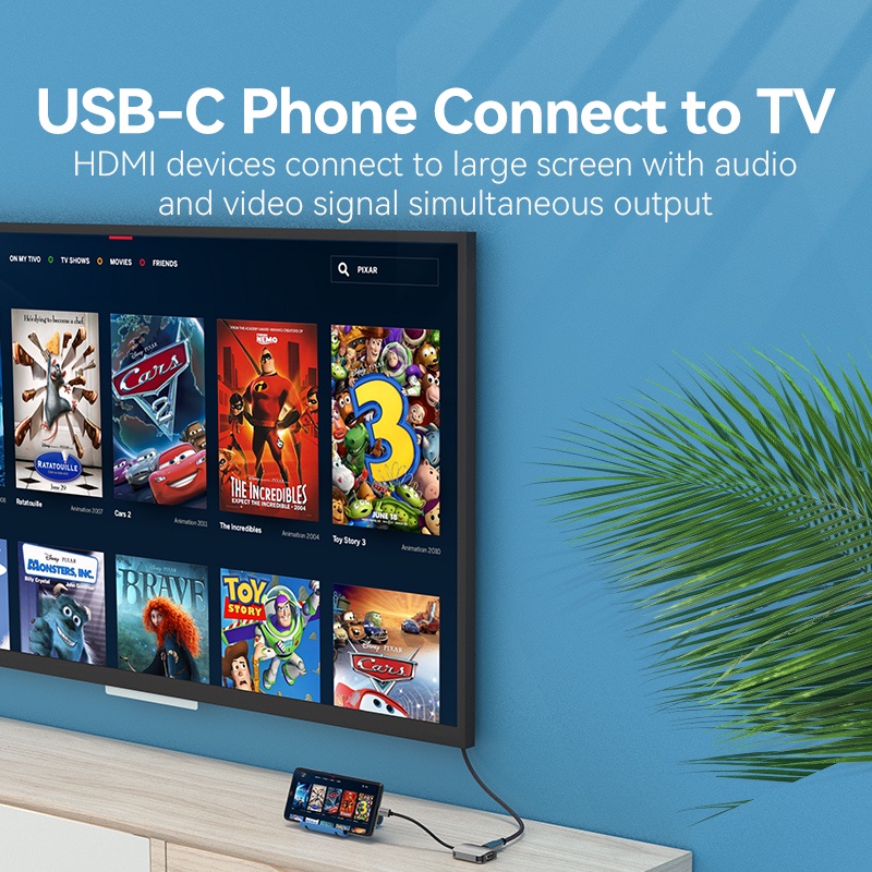 Bộ chuyển đổi Vention cổng USB C sang HDMI/VGA 2 trong 1 4K/1080P từ điện thoại sang TV/màn hình chiếu 34AWG/26AWG