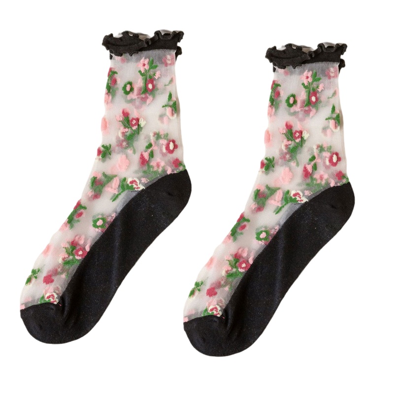 Xiangbao Vớ Cotton Pha Lê Siêu Mỏng Họa Tiết Hoa Nhiều Màu Sắc Ngọt Ngào Thời Trang Mùa Hè Cho Nữ