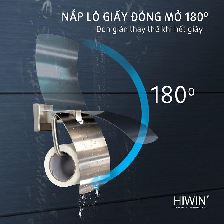 Lô giấy, hộp đựng giấy vệ sinh inox 304 mặt mờ HIWIN Y-334