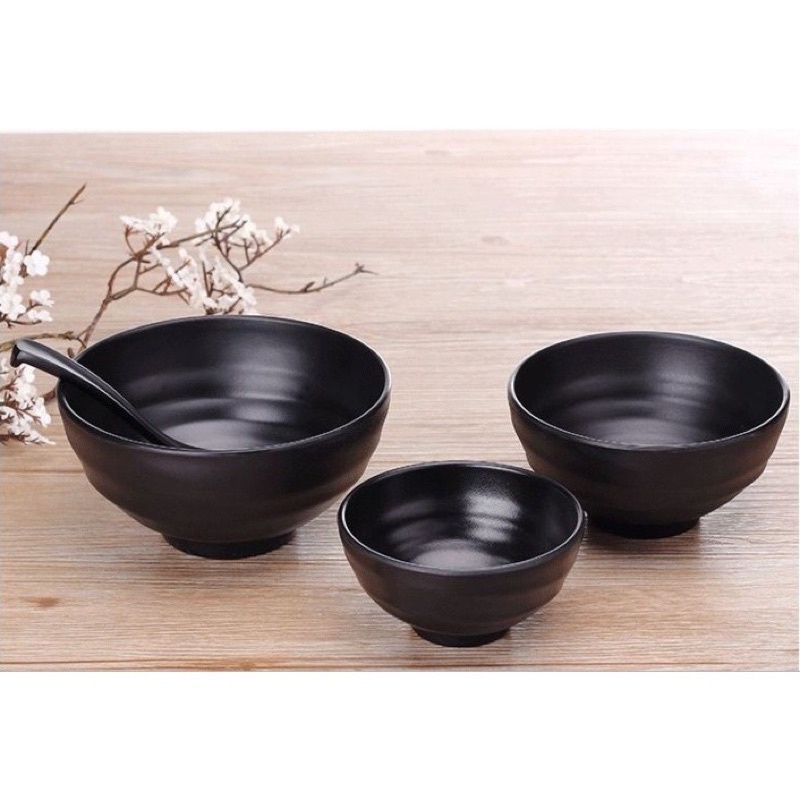 Bát cơm đen LBW045S | Bát con melamine đen nhám