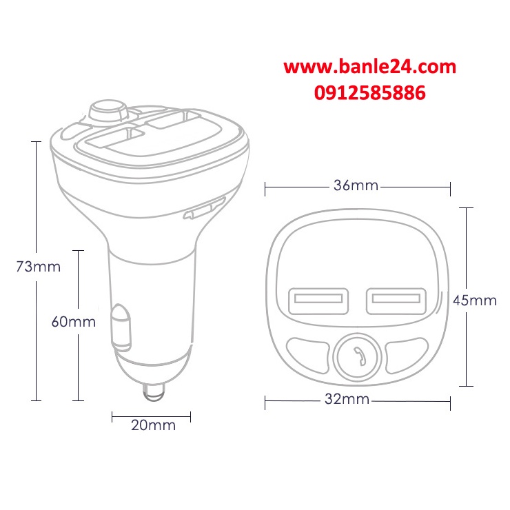 Tẩu nghe nhạc MP3 Bluetooth kiêm sạc nhanh HY-87