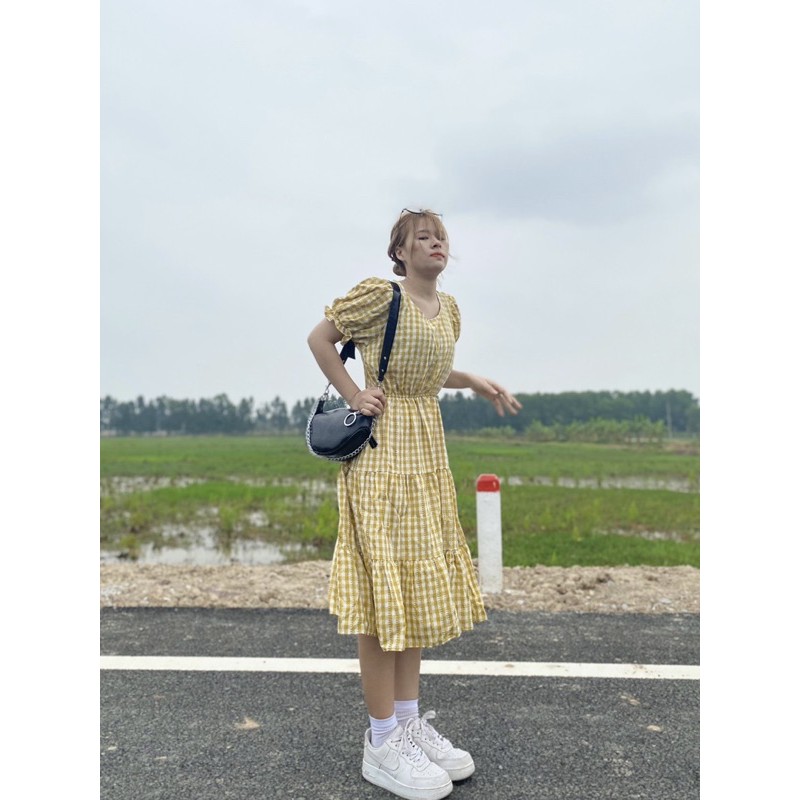 🌸Váy baby doll kẻ tay bồng🌸 Ulzzang style🌸 Hàng Quảng Châu🌸 Kèm video ảnh thật shop tự chụp | BigBuy360 - bigbuy360.vn