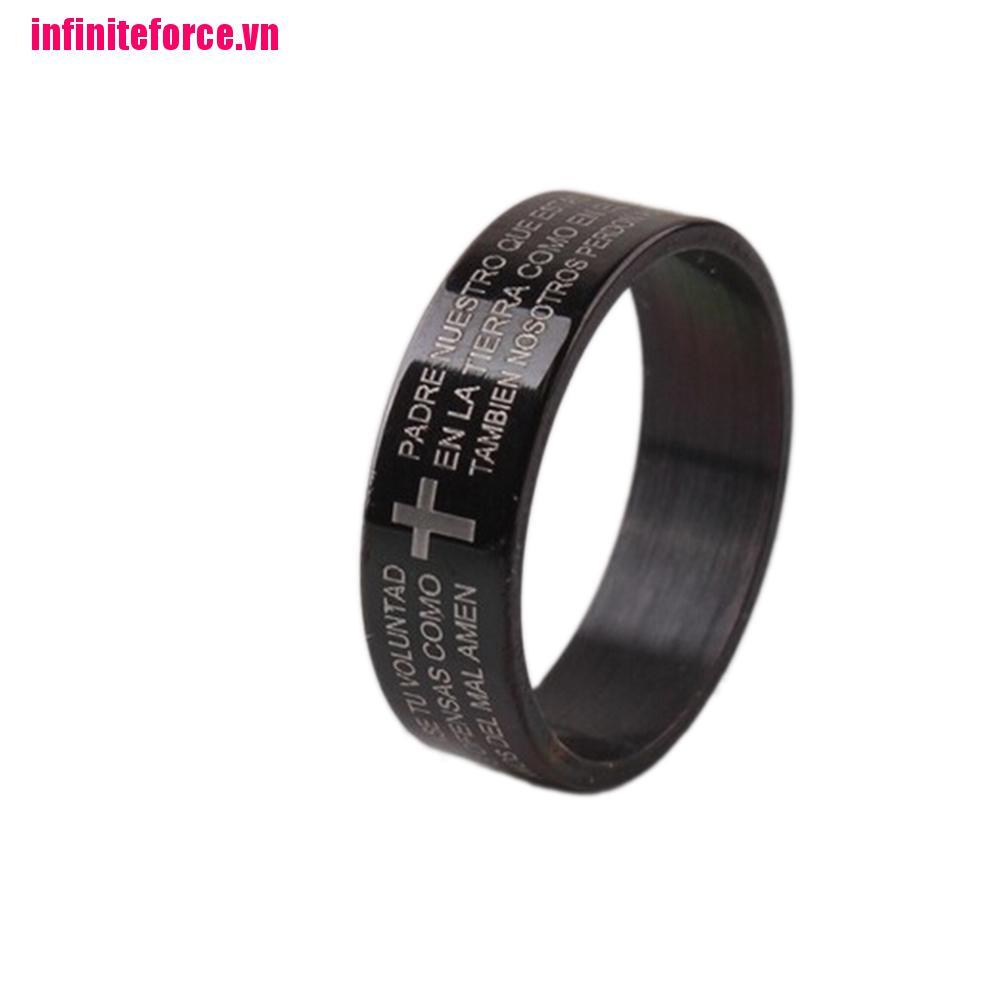 Nhẫn Thép Titan Khắc Chữ Thời Trang Cho Nam Nữ