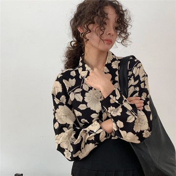 Ốp Áo Sơ Mi Chiffon Tay Dài Cài Nút In Họa Tiết Phong Cách Phương Tây Cổ Điển Thời Trang Xuân Thu Cho Nữ Long Sleeve Shirts