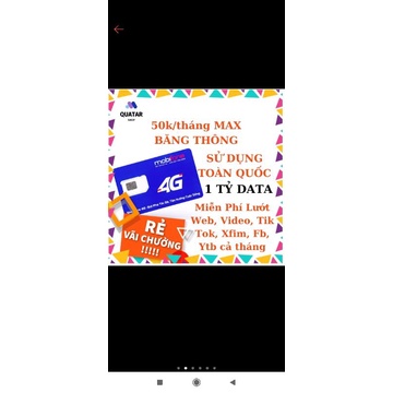 0SIM 4G MOBIFONE MAX Không Giới Hạn DTHN, ED50,,IPHN2, 💖𝑭𝑹𝑬𝑬 𝑺𝑯𝑰𝑷💖Chỉ 50k/tháng Sài Miễn Phí Vào Mạng Toàn Quốc