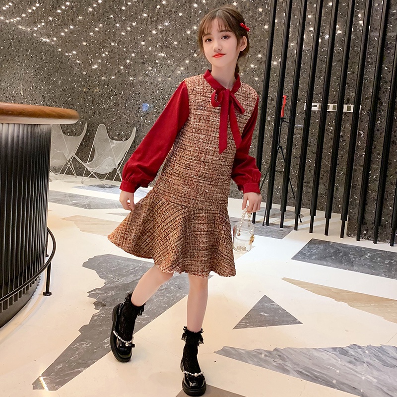 Váy dạ thu đông cho bé gái phong cách HQ (Hàng order)