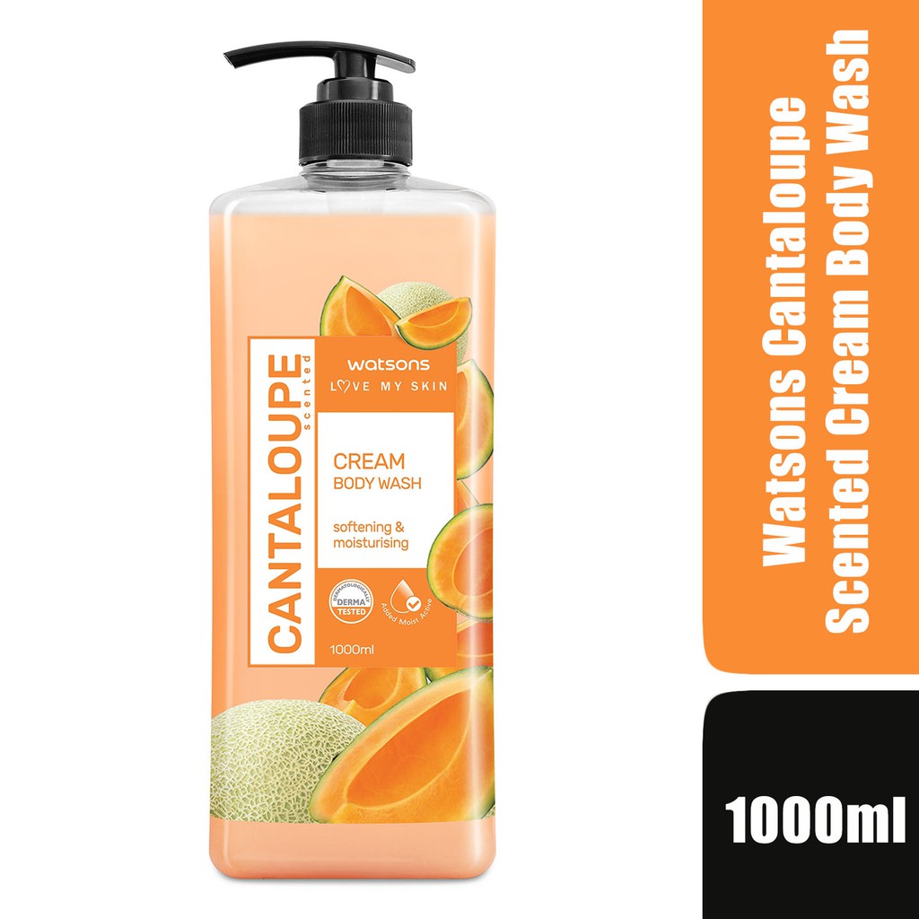 Kem Tắm Watsons Love My Skin Cantaloupe Scented Cream Body Wash Dưa Lưới Thơm Mát 1000ml