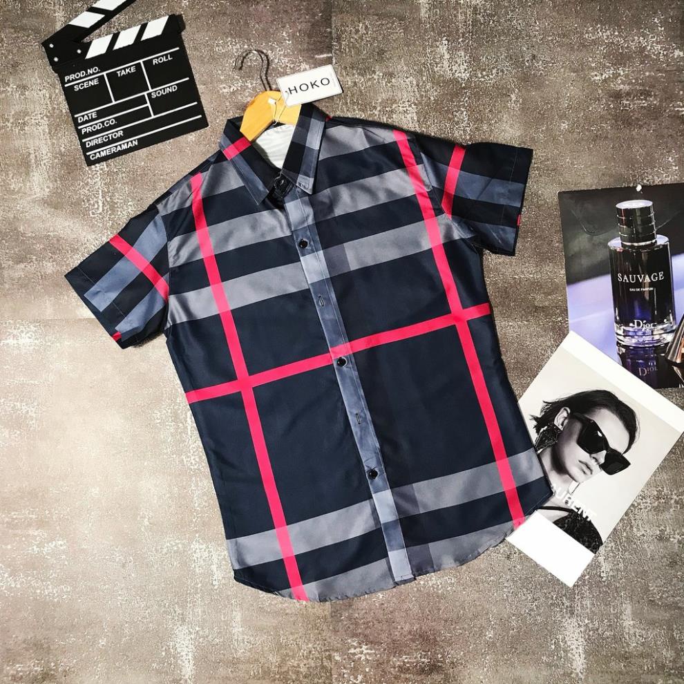 Áo sơ mi Nam Nữ ⚡FREE SHIP⚡ Áo sơ mi tay ngắn Burberry kẻ sọc caro !