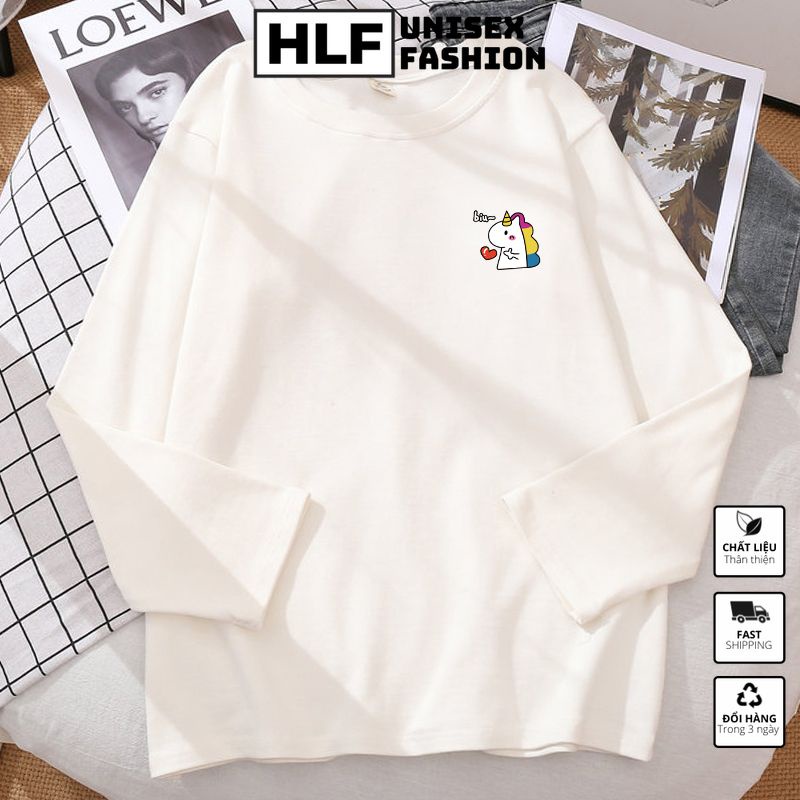 Áo thun dài tay form xuông rộng con kì lân Biu, áo tay dài nam nữ HLFashion