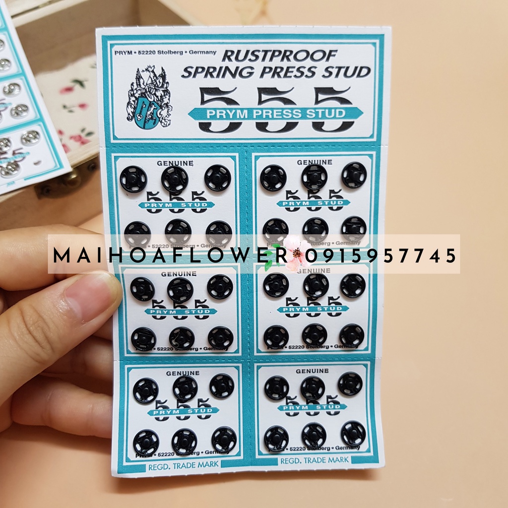 Bộ nút cúc bấm cài áo dài, dùng cài giấu phía trong áo quần hàng loại tốt không gỉ, Maihoaflower