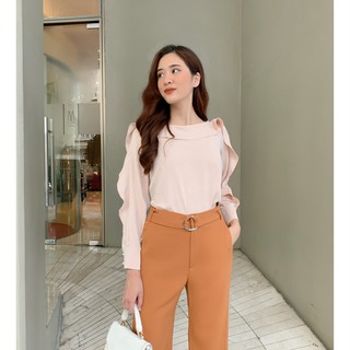 Áo sơ mi lụa tay bèo ga030 - genni
