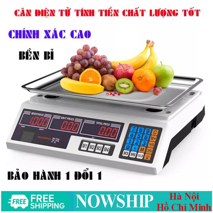 Cân tính tiền 40kg điện tử Hàn Quốc,cân điện tử tính tiền giá rẻ ,Màn hình LCD có đèn nền HD hiển thị