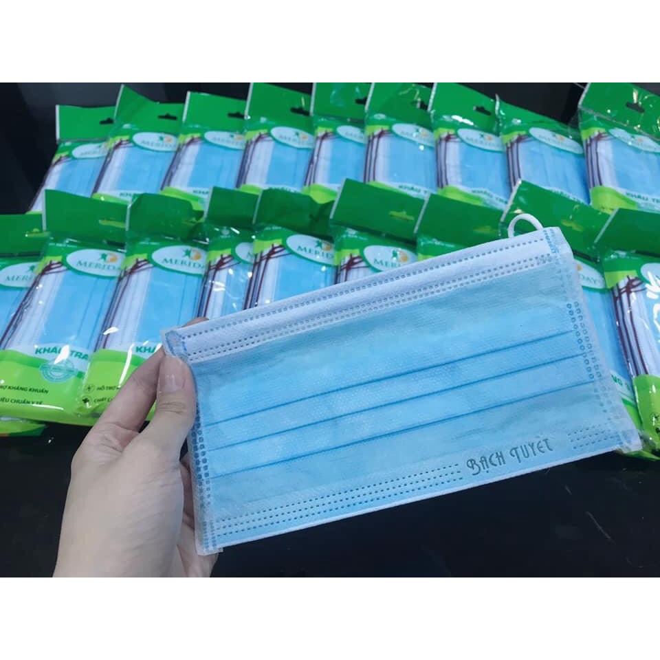 Khẩu trang y tế Meriday Bạch Tuyết gói 10 cái than hoạt tính 4 lớp