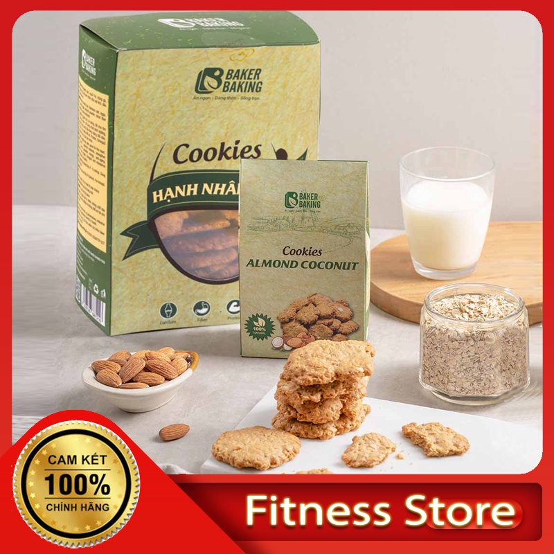 Bánh Cookies Hạnh Nhân Dừa Baker Baking - Healthy Eatclean Keto Giảm cân, Giảm Mỡ, Bữa ăn Phụ, Ăn Vặt, Tốt cho Sức Khỏe.