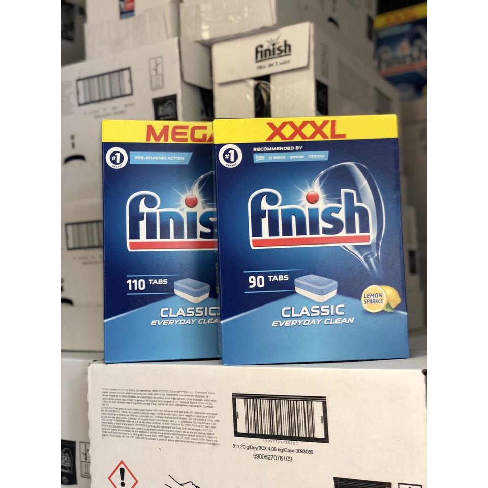 Viên rửa bát Finish Classic 110 viên hoặc 90 viên hương chanh