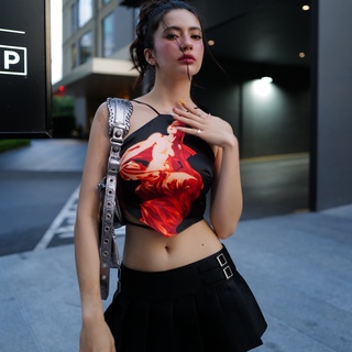 Áo yếm Y2K màu đỏ hở lưng cut-out dáng croptop ONISM.STU