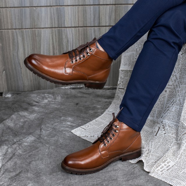 Giày da nam buộc dây làm từ da bò nâu, đế đúc cao su giúp tăng chiều cao 6cm, sử dụng nơi công sở, đi chơi G2 Shoemaker