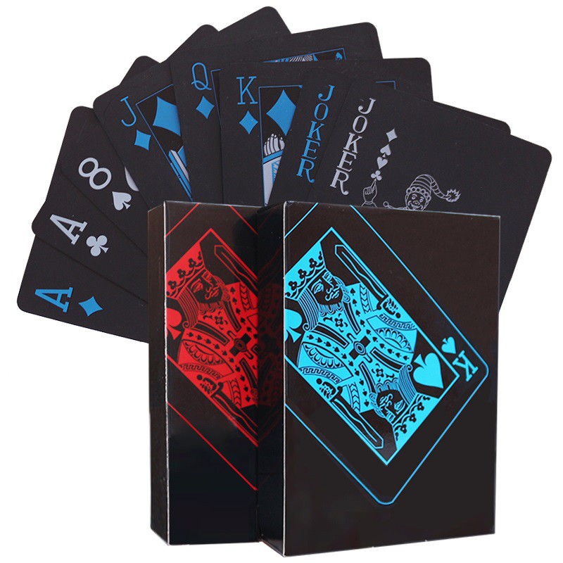 Bộ bài Poker bằng nhựa PVC màu đen và đỏ bạc