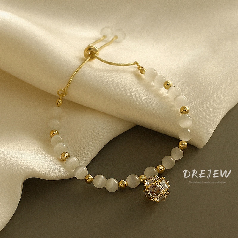 DREJEW Vòng Tay Đính Đá Opal Đơn Giản Thời Trang Hàn Quốc Cho Nữ