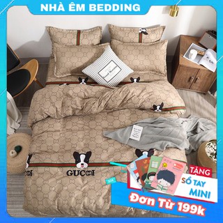 BỘ CHĂN GA GỐI COTTON POLY Chó Gucci Sang Trọng set 5 món Nhập Khẩu - NHÀ ÊM