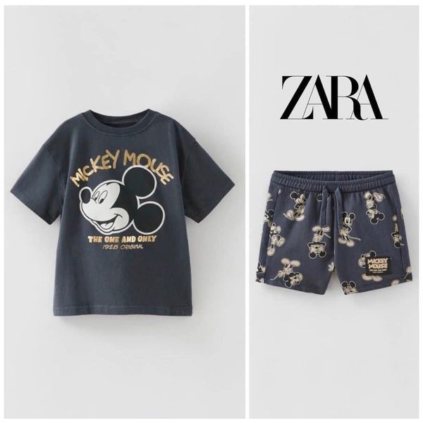 Đồ bộ bé trai hình mickey xám xuất dư chất cotton 4 chiều mềm đẹp co giãn tốt