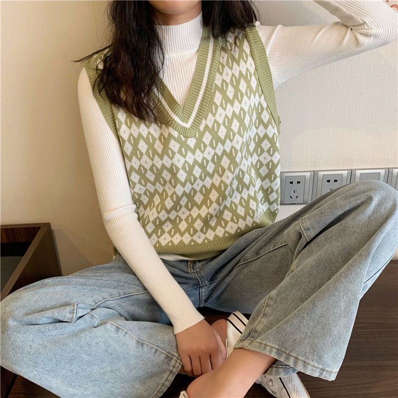 Áo Dệt Kim Sát Nách Phong Cách Retro Hàn Quốc Mới
