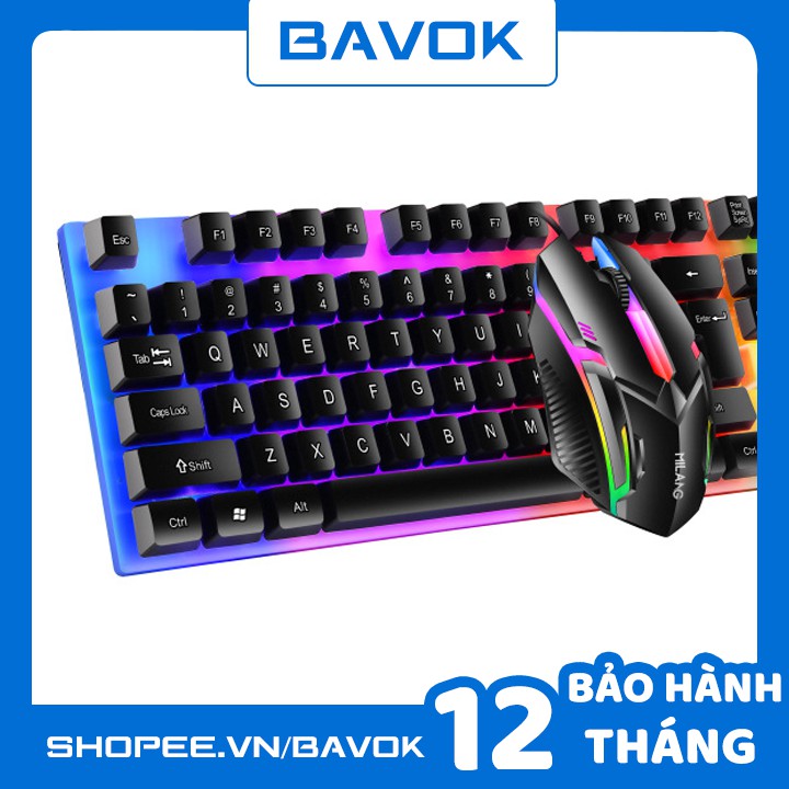 Bàn phím chuột giả cơ T6 chuyên chơi game - có đèn led 7 màu cho máy tính bàn,laptop - bavok