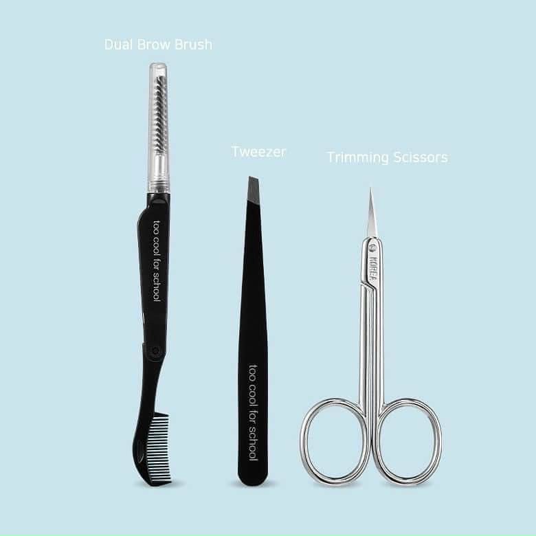 Set cọ trang điểm TOO COOL FOR SCHOOL đa năng tiện lợi kèm túi da đựng