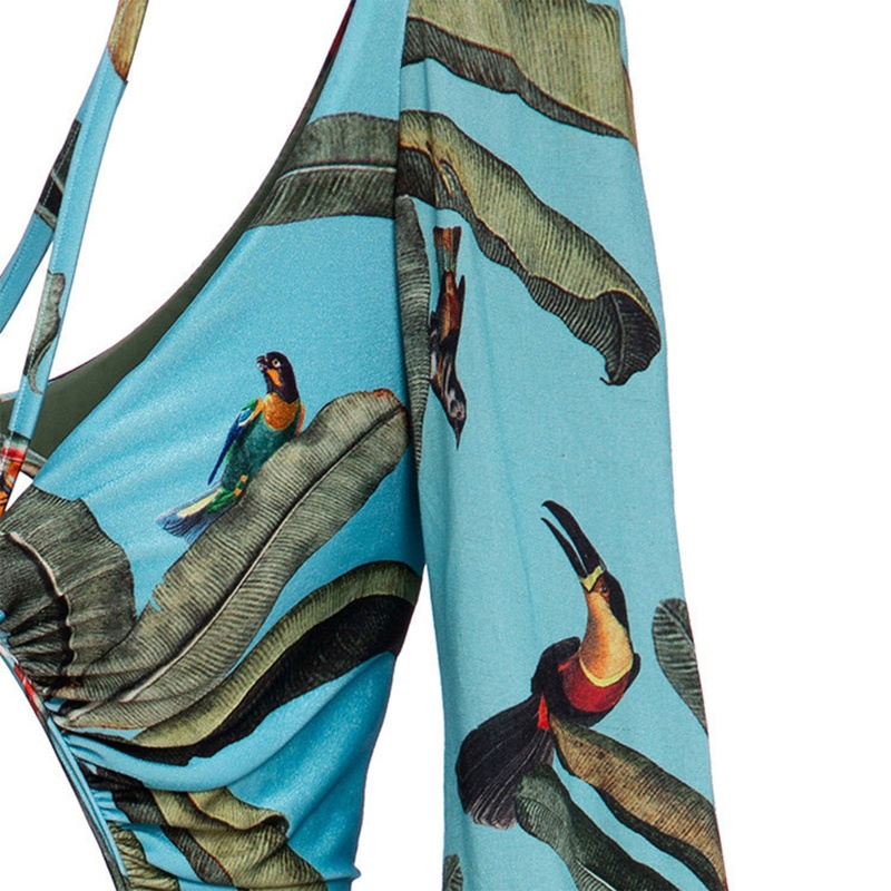 Bộ Đồ Bơi Một Mảnh Tay Dài Khoét Eo In Họa Tiết Thời Trang Quyến Rũ Cho Nữ