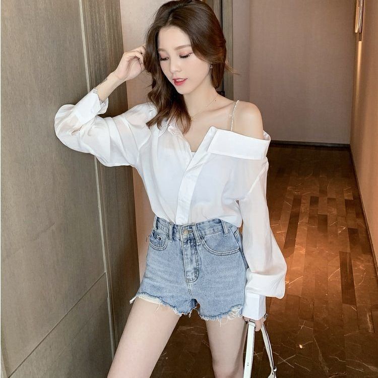 Áo Sơ Mi Tay Dài Hở Vai Màu Trắng Quyến Rũ Thời Trang Cho Nữ | BigBuy360 - bigbuy360.vn