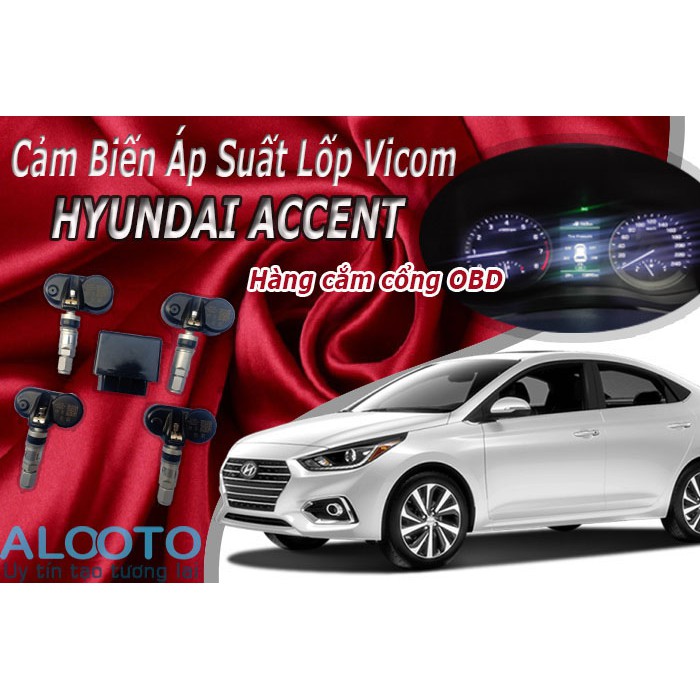 Cảm biến áp suất lốp Hyundai Accent 2018-2019-2020-2021 hiển thị trên bảng taplo xe. Có video hướng dẫn lắp