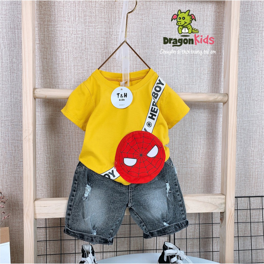 Set áo quần trẻ em Áo thun phông túi nhện KÈM Quần Jean Dragon Kids