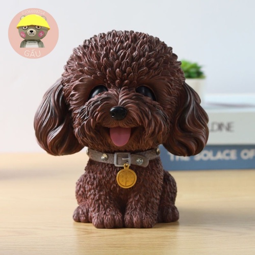 Tô tượng thạch cao chó xù size đại 19cm