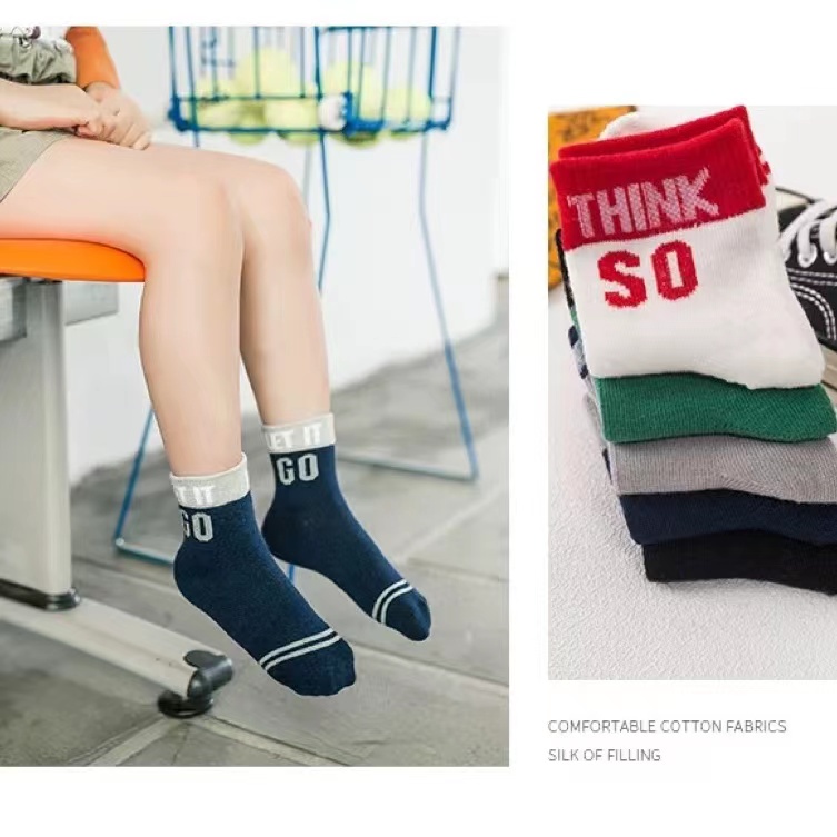 Vớ Cotton Thể Thao In Chữ Thời Trang Xuân Hè Cho Bé