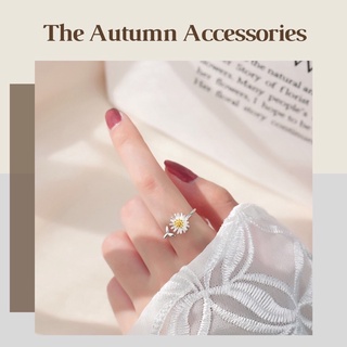 Nhẫn mạ bạc thiết kế hình hoa hướng dương The Autumn Accessories - NT03