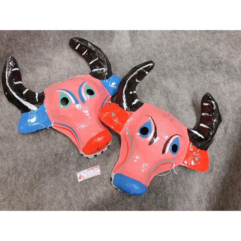 Mặt nạ bồi giấy vẽ tay hình dân gian trang trí Trung Thu,decor.